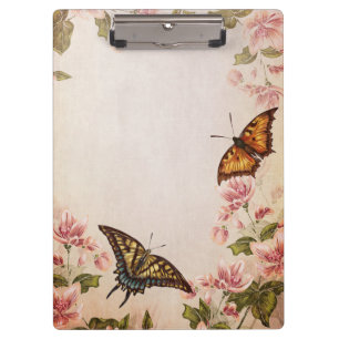 Porte-bloc Beaux Papillons & Fleur Vintage
