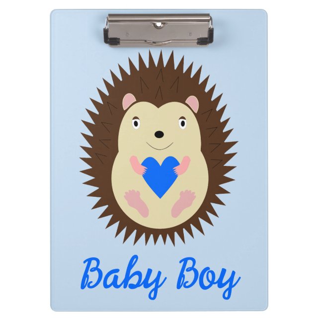 Porte-bloc Bébé Garçon Cœur Hérisson Personnalisé (Devant)