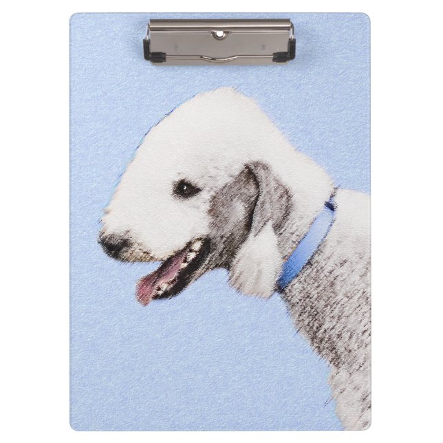 Porte-bloc Bedlington Terrier Peinture - Art Chien original (Devant)