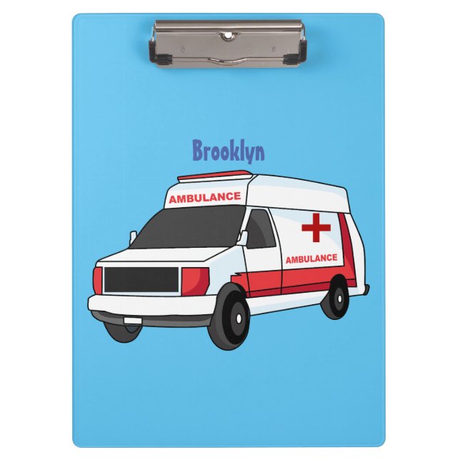 Porte-bloc Belle ambulance rouge caricature van (Devant)