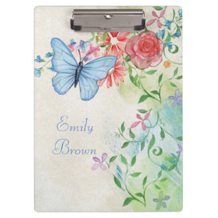 Porte-bloc Belle aquarelle florale avec papillon