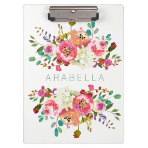 Porte-bloc Belle aquarelle florale avec votre nom
