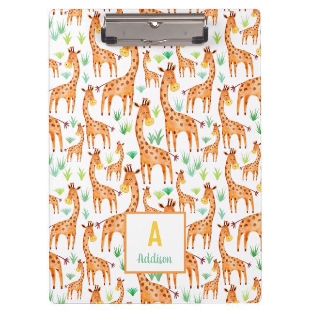 Porte-bloc Belle aquarelle Giraffe Animal Personnalisé (Devant)