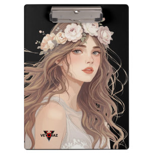 Porte-bloc Belle Fille Anime Florale – Esthétique Pastel Douc