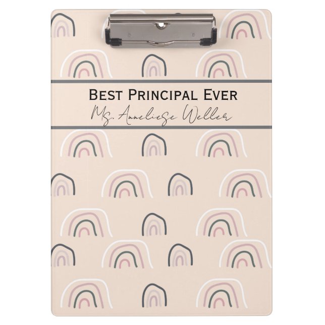 Porte-bloc Best Principal Ever Personalized Boho Rainbow (Devant)