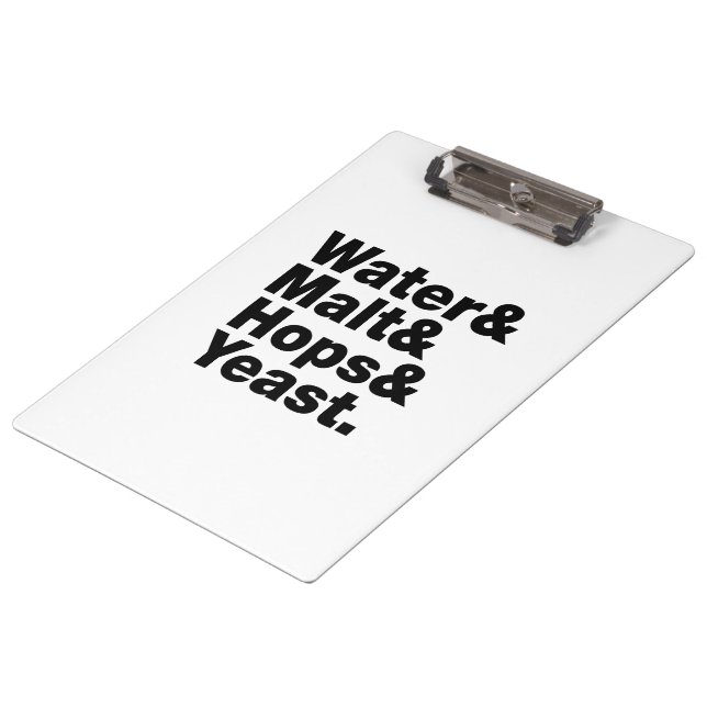 Porte-bloc Bière = Eau & Malt & Hops & Yeast. (Incliné)