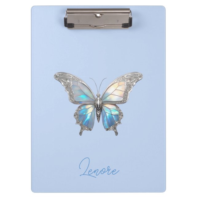 Porte-bloc Bijoux papillon Opale et argent (Devant)