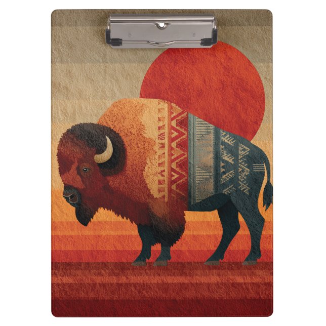 Porte-bloc Bison stylisé avec des motifs amérindiens  (Devant)