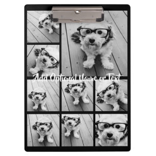 Porte-bloc Black 9 Photo Carré Collage - avec script blanc