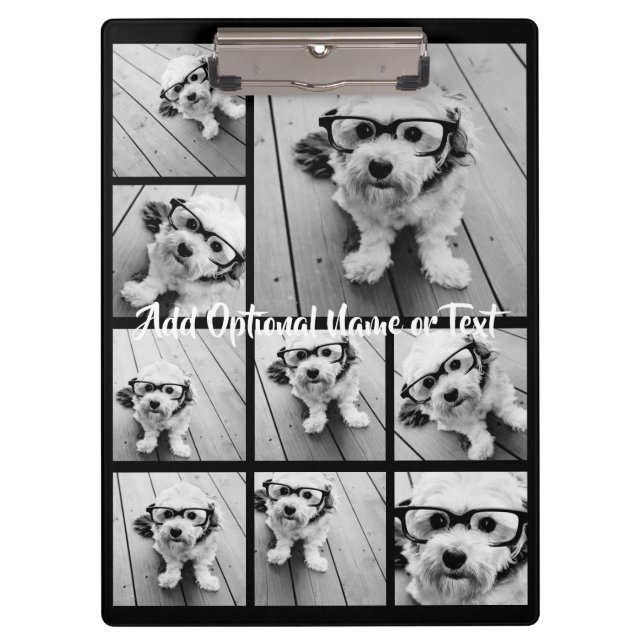 Porte-bloc Black 9 Photo Carré Collage - avec script blanc (Devant)