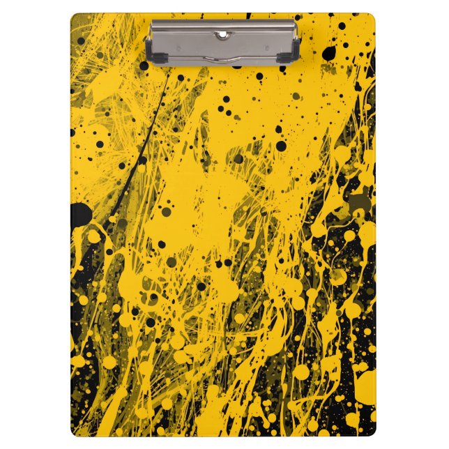 Porte-bloc Black and Yellow Paint Splashes (Devant)
