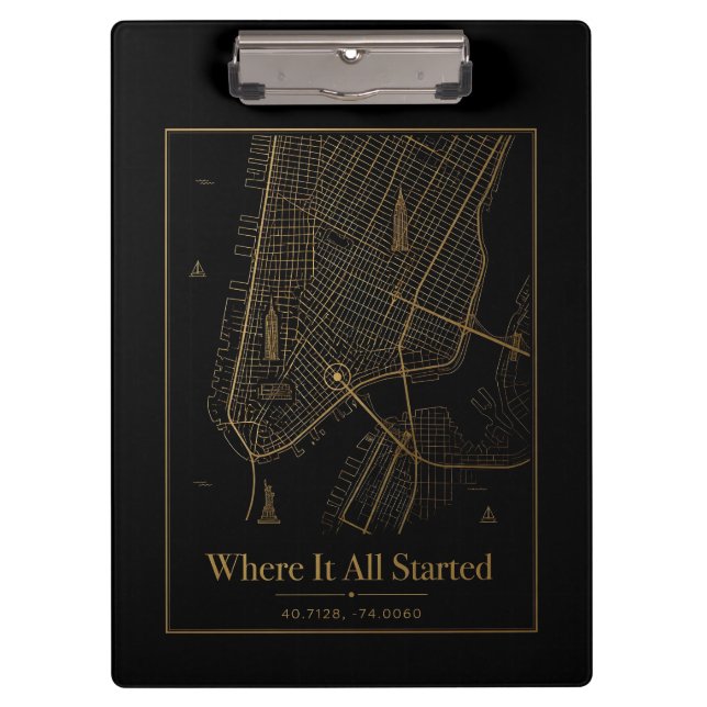 Porte-bloc Black Gold Custom City Map Clipboard  (Devant)