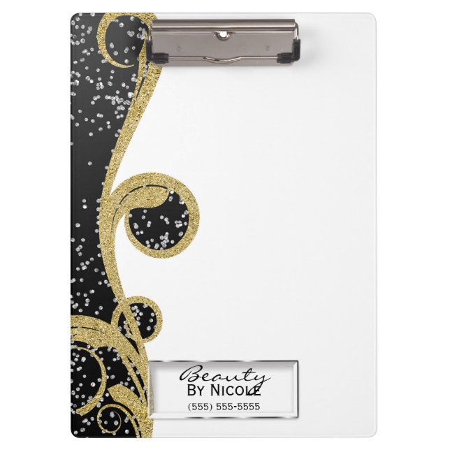 Porte-bloc Black Parties scintillant Gold Elegant Chic Glam P (Devant)