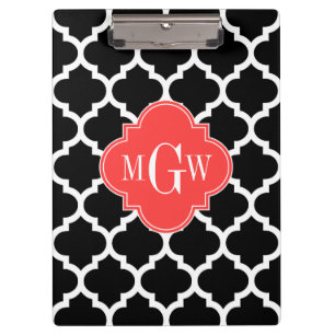 Porte-bloc Black Whal Marocain #5 Coral Rouge 3 Monogramme in