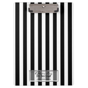 Porte-bloc Black White Stripes Élégant Glam Personnalisé
