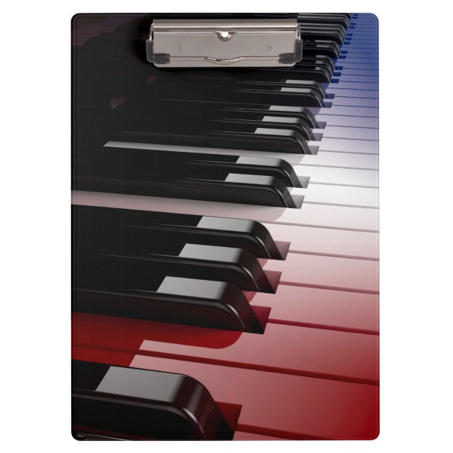 Porte-bloc Blanc de clavier de piano et bleu rouges (Devant)