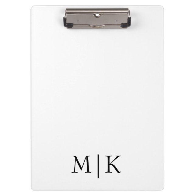 Porte-bloc Blanc et noir | Monogramme moderne (Devant)