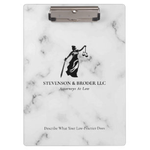 Porte-bloc Blanc Marbre de luxe texture Lady Justice Logo