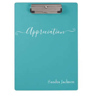 Porte-bloc Blanc Minimaliste Script Appréciation Bleu Canard
