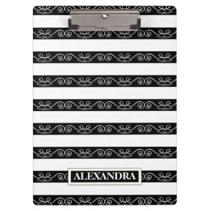 Porte-bloc Blanc noir moderne rayé