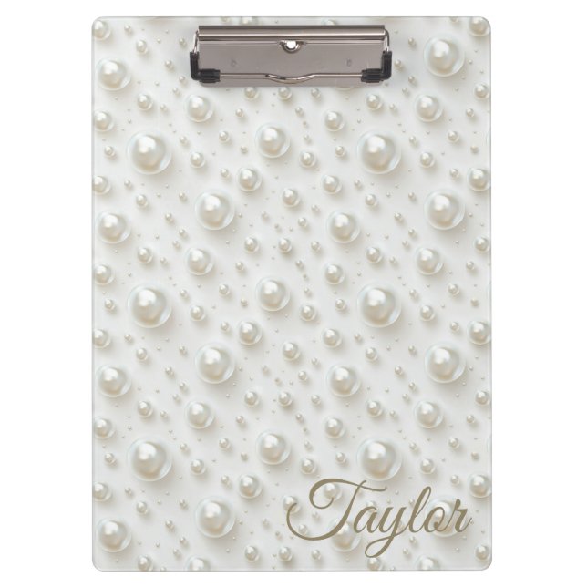 Porte-bloc Blanc Perle Élégant Personnalisé (Devant)