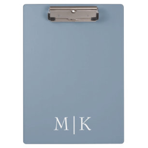 Porte-bloc Bleu et blanc poussiéreux   Monogramme moderne
