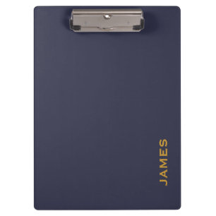 Porte-bloc Bleu et or personnalisés par monogramme moderne