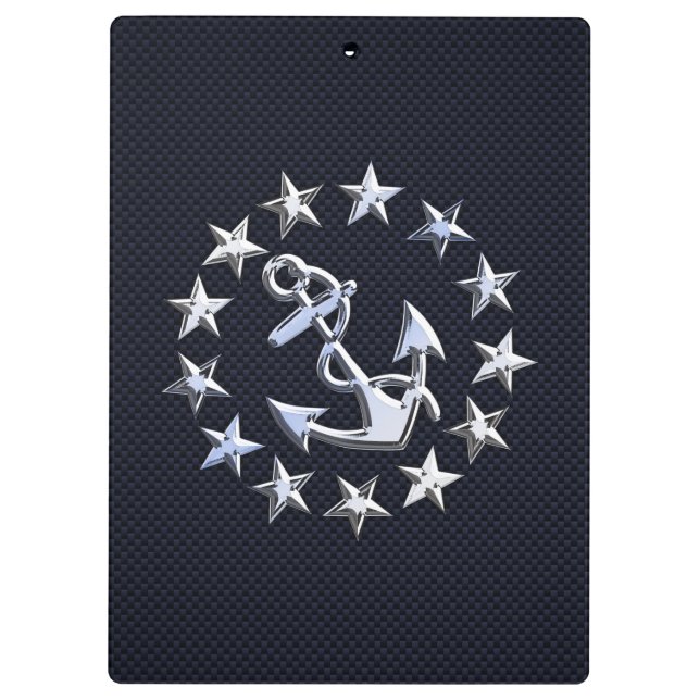 Porte-bloc Bleu fibre de carbone Nautique Chrome Yacht drapea (Dos)