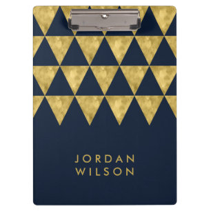 Porte-bloc Bleu foncé Élégant Chic et Faux Gold Triangle