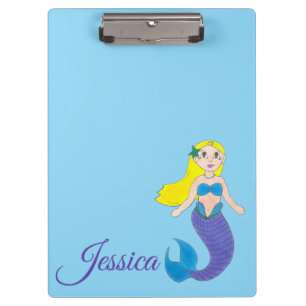 Porte-bloc Bleu mauve natation océan Sirène personnalisée