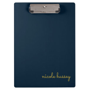 Porte-bloc Bleu Nuit Or Script Monogramme Moderne Élégant
