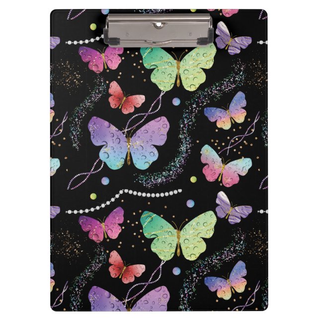 Porte-bloc Bleu Purple Chic Papillons Motif (Devant)