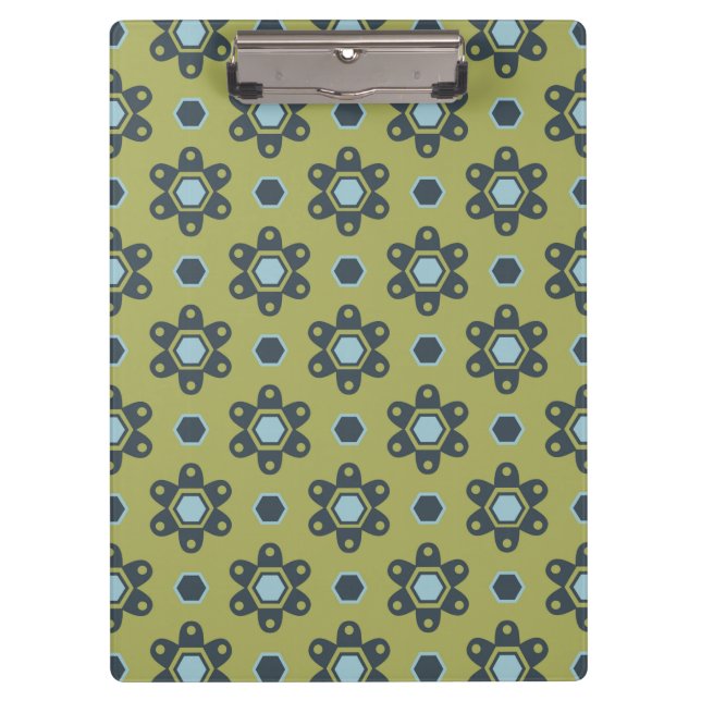 Porte-bloc Bleu rétro et marguerites noires sur motif floral  (Devant)