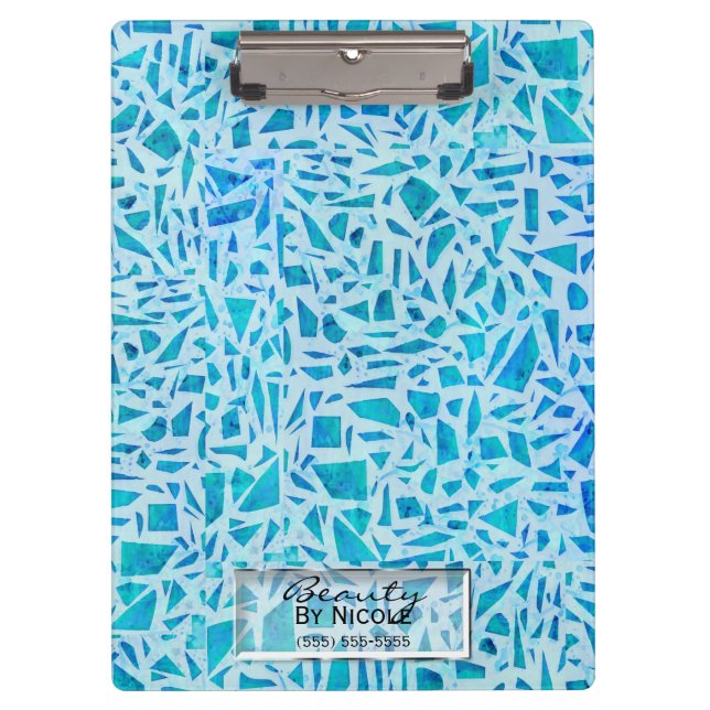 Porte-bloc Bleu Turquoise Mosaïque Carrelage Moderne Chic (Devant)