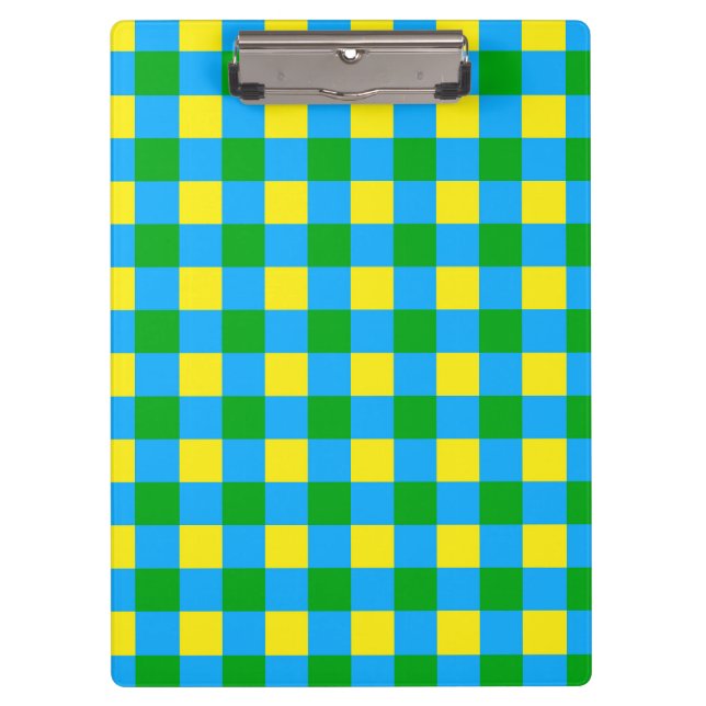 Porte-bloc Bleu Vert Jaune Chèque Plaid Design Motif (Devant)