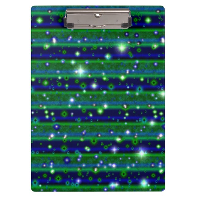 Porte-bloc Bleu vert rayures avec étoiles et Raindrops (Devant)