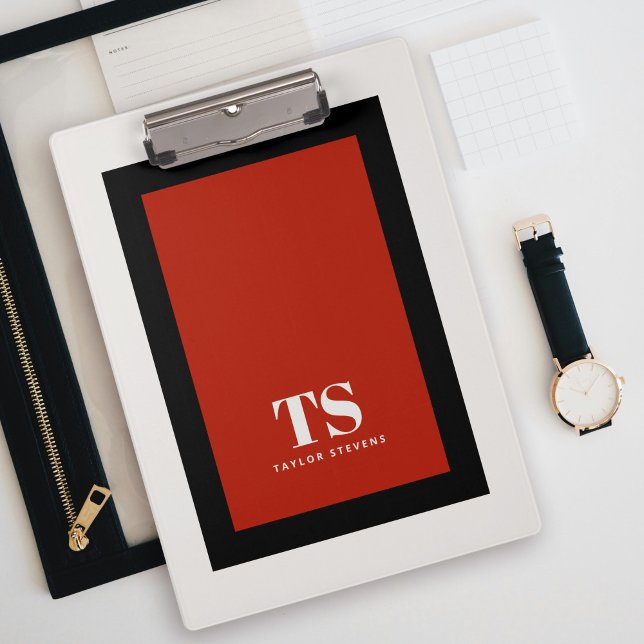 Porte-bloc Bloc de couleur monogramme simple et élégant (Personalize with your monogram initials and name.)