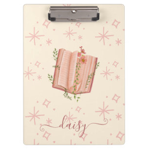 Porte-bloc Blocs-notes personnalisé rose et étoiles fantaisis