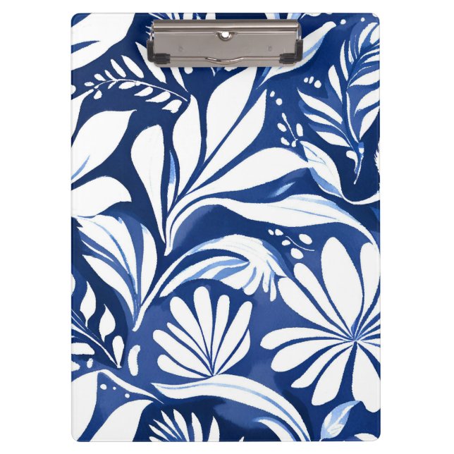 Porte-bloc Blue Botanical Watercolor Floral Pattern (Devant)