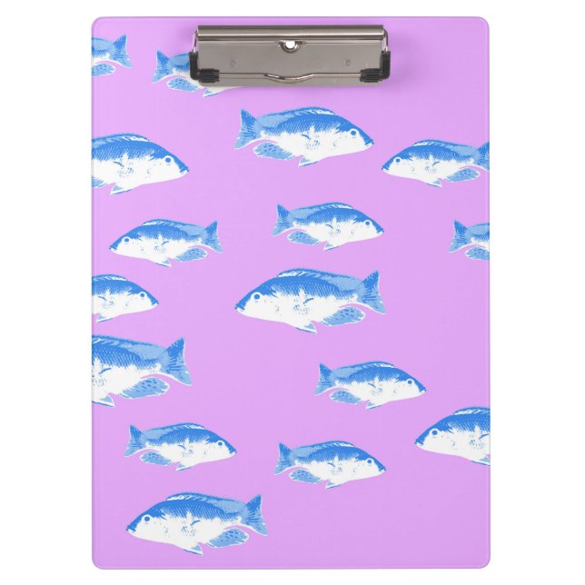 Porte-bloc Blue fish on lilac (Devant)