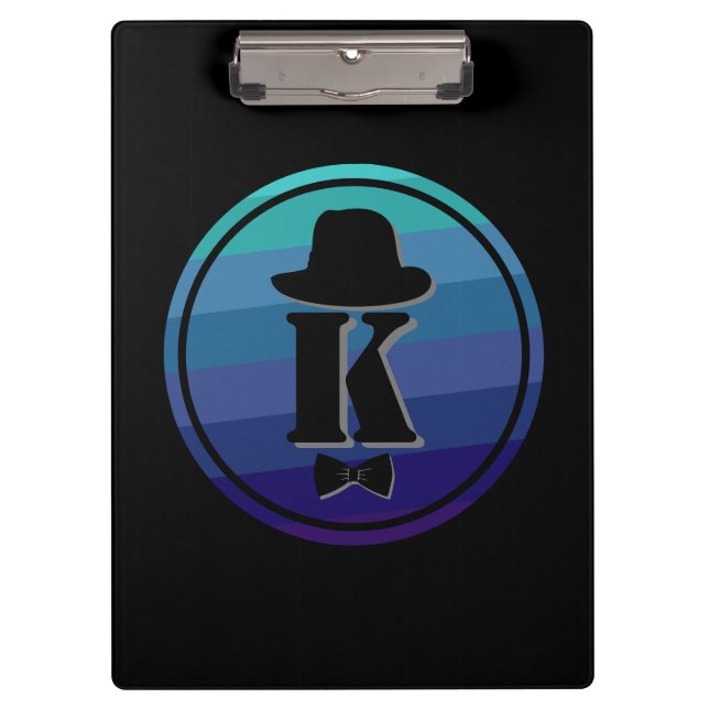 Porte-bloc Blue Ombre Nom Monogramme Initial Pour Hommes (Devant)
