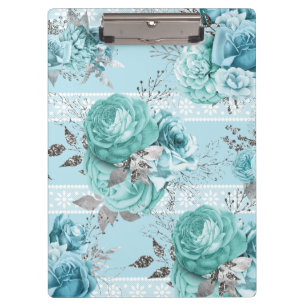 Porte-bloc Blue Roses Lace and Silver détails