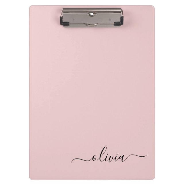 Porte-bloc Blush Dusty rose moderne Script Girl Monogramme No (Devant)