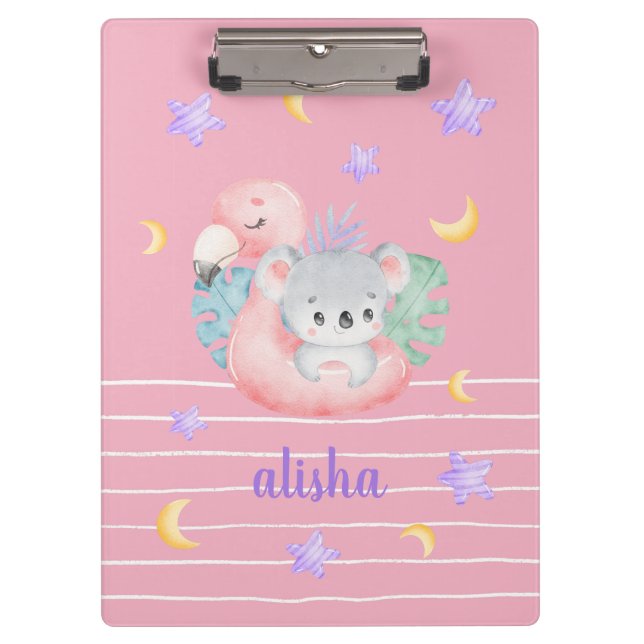 Porte-bloc Blush Pink Pretty Koala Cadeau pour enfants Nom pe (Devant)