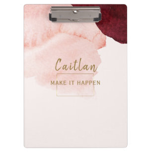 Porte-bloc Blush Rose Terracotta Abstrait Monogrammé