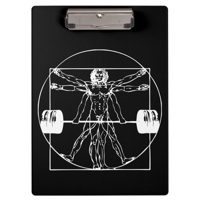 Porte-bloc Bodybuilding - Vitruvian Barbell Man (Devant)
