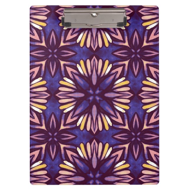 Porte-bloc Boho Blossom : Motif Floral Artistique Violet (Devant)