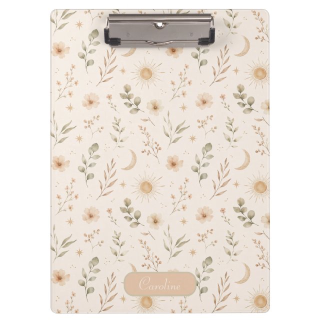 Porte-bloc Boho Bohème Floral Lune Soleil Botanique (Devant)