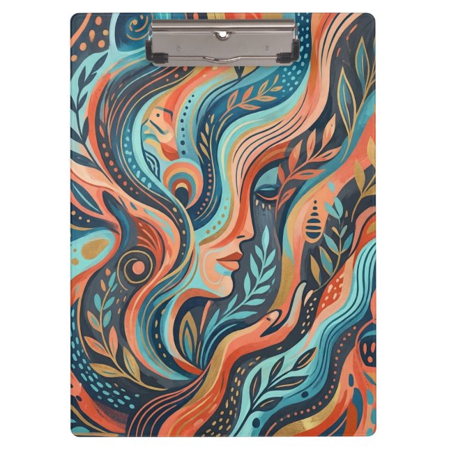 Porte-bloc Boho Chic Déesse Spirituelle avec Feuilles   (Devant)