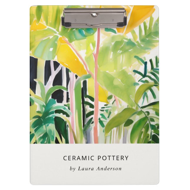 Porte-bloc Boho Chic Green Tropical Leafy Foliage Botanical (Devant)